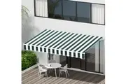Instahut Retractable Folding Arm Awning Manual Sunshade 3Mx2.5M Green White