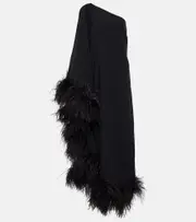 [Taller Marmo] Taller Marmo Ubud feather-trimmed crêpe gown AU 12 black