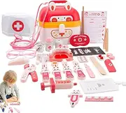 Play Doctor Kit - 24X Pretend Play Bunny Theme Educational Doctor Toys,Pretend Play Educational Doctor Toys with Stethoscope for Birthday Christmas