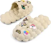 [Flyswiso] Bubble Slides for Kids Golf Ball Slides Boys Girls Funny Lychee Bubble Slipper Non-Slip Kids Beach Pool Bedroom Slippers Shower Sandals