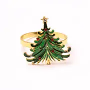 1 Only 4PCS Christmas Tree Napkin Ring,Festiva Table Napkin Buckle,Diamond Deer Crafts Holder Handmade Party Dinner Supplies Decorative