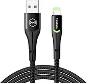Anti Bending Cable, Mcdodo 2 LED Switching Cord Nylon Braided Sync Charge USB Data 6FT/1.8M Cable Compatible New Phone List Below (6FT/1.8M, Black)