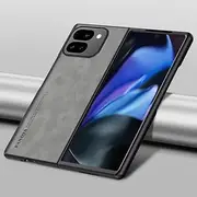[Jarttarn] Case Compatible with Google Pixel 9 Pro Fold 5G 2024 Case, Plain Leather Soft TPU Silicone Bumper Anti-Fingerprint Shockproof Protective Cover for Google Pixel 9 Pro Fold (Grey)
