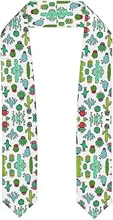 [SKKNT] Lovely Succulent Print Graduation Shawl Stole For Academic Commencements Honor Sash Congratulations Gift, Flattened, One Size