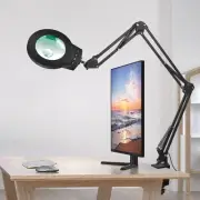 NOEVSBIG Magnifying Glass Light 10X 5X Swing Arm Desktop Stand Desk Lamp Clos...