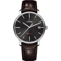 在飛比找ETMall東森購物網優惠-TITONI梅花錶LINE1919百年紀念T10機械錶-炭黑