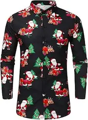 [Generic] Big and Tall T Shirts for Men 3xlt Casual Printed Fashion Top Long Sleeve Blouse Shirts Christmas Autumn Winter Men's Men Shirts Shirt Bulk