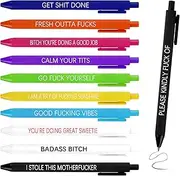 11 Pcs Funny Gel Pens, Daily Pen Set for Journaling, Ballpoint Pens for Writing, Retractable Black Ink Pen, 0.5 mm Fine Point Pen for Office School Coworkers Note Taking, Funny Gifts