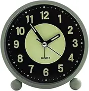 Table Clock Non Ticking Bedroom Clocks Silent Alarm Clocks Glow in Dark Silent Alarm Clocks Bedside Non Ticking Metal, B