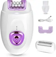 Women's Epilator for Hair Removal with Razor Attachment and Trimmer Attachment, 2 in 1 Electric Shaver & Hair Remover, Ladyshaver for Face, Legs, Arms, Bikini