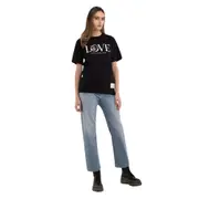 Replay Womens Basic Tee Shirts Rose Label T Shirt Black