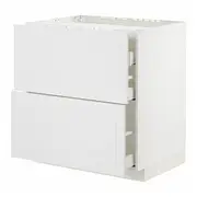 METOD / MAXIMERA base cab f hob/2 fronts/3 drawers, white/Stensund white, 80x60x80 cm