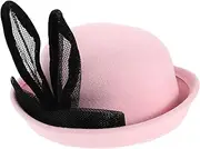 [GALPADA] Adorable Bunny Ear Bucket Hat Cute Sun Protection Cap for Windproof Warm Woolen Stylish Easter Hat for Beach and Outdoor Fun Pink