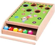 GOOHOCHY Mini Pool Table for Boys and Girls 2-in-1 Billiards Bowling Portable Game Set Enhance Hand-Eye Coordination for Toddlers