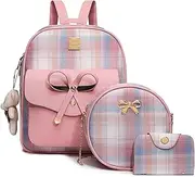 [MACCINELO] Cute PU leather 3pcs set backpack mini purse shoulder bag for women teen girls
