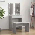 Dressing Table Set with LED Grey Sonoma Engineered Wood vidaXL