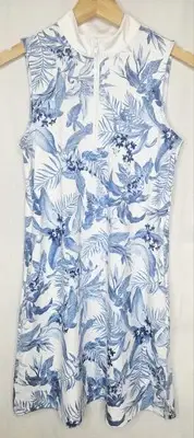 Tommy Bahama Women's Tabu Jungle Print Blue 1/4 Zip Golf Dress Only SMALL NWT