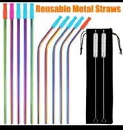 Stainless Steel Metal Straws - Stanley Cups - Bent and Straight - 12 Piece Set