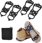 [BIUWING] 2 Pairs Ice Cleats for Shoes and Boots,Universal 8 Steel Studs Crampon Ice & Snow Grippers for Winter Hiking Climbing Ice Fishing,Anti-Slip