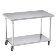 120cm Commercial Catering Kitchen Stainless Steel Prep Work Bench Table Wheels