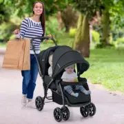 Costway Folding Double Baby Stroller with Tandem Seating & Canopy for Toddler...