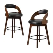 Oikiture 2x Bar Stools Kitchen Counter Stool Swivel Dining Chair PU Leather
