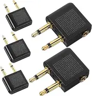 KOMBIUDA 5pcs Flight Entertainment System Earphone Compact Headphone for Airplane Audio Jack to Dual Plug Connector for and Home Use