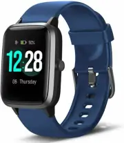 LETSCOM Dark Blue + Blk Fitness Activity Watch with HR Sleep Monitor Step Ct