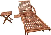 Camping Sunloungers Reclining Patio ChairsSun Lounger with Table Solid Acacia Wood**