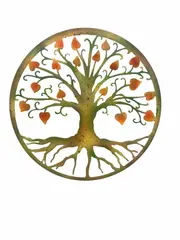 Willow & Silk Metal 60cm Laser Cut Rust/Orange Tree of Life w/Roots Wall Art