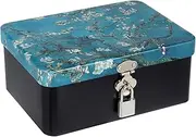 LOLIPPYY Vintage Tinplate Storage Box with Lock Keys Capacity Jewelry Keepsake Container for Organizing Personal Items Easy to Clean Metal Box Space Saving Design