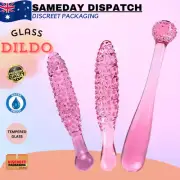 Pink Crystal Glass Dildo Anal Plug Dong Thruster Anal Beads Plug Unisex Sex Toy