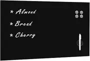 ** vidaXL Wall Mounted Magnetic Blackboard Tempered Glass Steel 100x60cm - Dry-Erase Chalkboard with Eraser, Marker & Magnets