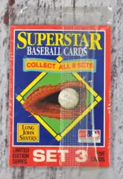 1990 Long John Silvers Superstar Baseball Card Set 3 NEW Sealed Unopened Pack