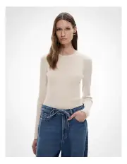 [Witchery] Crew Rib Long Sleeve Knit Jumper in Oat Marle
