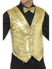 Showman Gold Sequin Waistcoat Vest Mens Costume