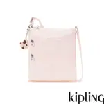 KIPLING 優雅輕柔粉前袋雙拉鍊方型側背包-KEIKO