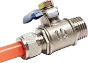 3-Way Ball Valve Stainless， 6mm 8mm 10mm to 1/4 1/2 Male Thread Copper Straight Electroplated Mini Ball Valve Switch, 1pcs(DN15 8MM)