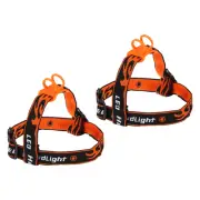 Flashlight Headband Holder, 2 Pcs Adjustable High Elastic Strap, Orange