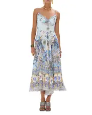 Camilla Printed Linen Tie Front Dress in Al Manial Palace Memoirs
