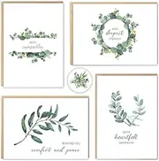 Sympathy Cards with Envelopes, Watercolor Condolence Cards, Set of 40, Assorted Thinking of You Cards, Greenery Sympathy Cards with Sentimental Messages, Sympathy Cards Bulk