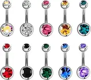 [ZAMXHUG] Belly Button Piercing - 10 Pieces Banana Bells, Steel, with Two Gemstones, Stainless Steel, Body Jewellery, Piercing, 10 Colours, 1.6 mm x 11 mm, 10.6*6.3CM, Metal