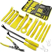 Poraxy 19Pcs Trim Removal Tool,Car Panel Door Audio Trim Removal Tool Kit, Auto Clip Pliers Fastener Remover Pry Tool Set with Storage Bag
