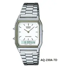 在飛比找Yahoo!奇摩拍賣優惠-【CASIO 專賣】 AQ-230A-7D 銀色雙顯日風復刻