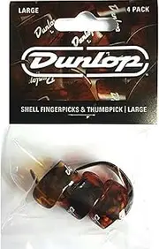 JIM DUNLOP Shell Plastic Finger & Thumbpicks, Large, 4/Player's Pack