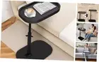 360°Swivel C Shaped End Table, Adjustable Height TV Tray Table for Couch Black