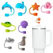 8PCS Straw Cover Cap For Stanley Cup, Silicone Ocean Animal Straw Topper