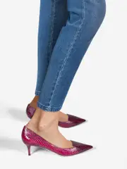Purple Python Pointed Toe Pumps