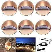 Stair Handrail 6Pcs 50mm 12V 1.6W IP67 Yard Pathway Plinth Corner LED Deck Rail Stairs Step Fence Post Lights(Cool White)