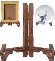 Wooden Plate Display Stand - Decorative Holder for Tabletop, Picture, Book, C...